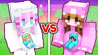 OMZ Baby Birthday vs CRYSTAL Baby Birthday? GIRLS PREGNANT in Minecraft!-Parody Story(Roxy and Lily)