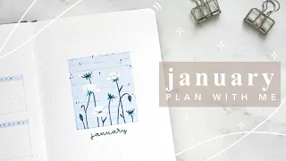 plan with me january 2024 | frozen flowers theme | monthly bullet journal setup