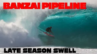 Surfing PIPELINE (4K Raw) Late Season Swell