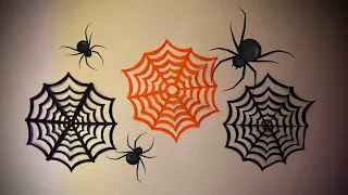 COMO HACER TELARAÑAS CON PAPEL O CARTULINA PARA HALLOWEEN 🕷️