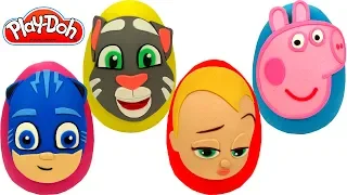 Aprende los Colores con 4 Huevos Sorpresas de Un Jefe en Pañales PJ Masks Peppa Pig y Talking Tom