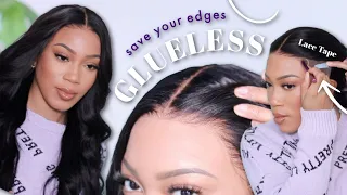 PreCut + Pre-Everything Wig | Glueless Lace Wig Install + Lace Tape | UNice Hair