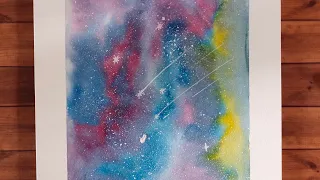 watercolor painting for beginners galaxy shooting star in 10 minutes