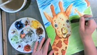 How to Paint a Realistic Giraffe Family Using Watercolor PT 4