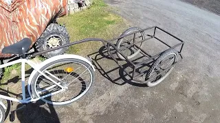 Велоприцеп своими руками, тележка для велосипеда, самоделка. bike trailer hand made.