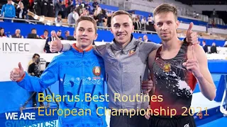 Belarus best routines,Rabtsau A.,Hancharou U.,Litvinovich I..Trampoline European Championship 2021