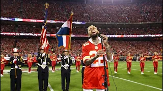 David Correy performs the National Anthem at the Kansas City Chiefs game on Sunday Night Football