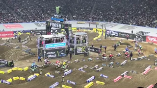 Detroit Supercross 450 Heat 2 Start + One Lap Jett vs Jason