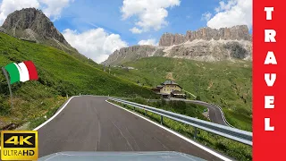 Driving in Italy 7: Pordoi Pass (From Canazei to Arabba) 4K 60fps