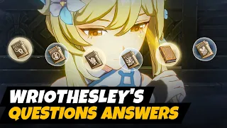 Wriothesley's Questions Answers - Fontaine Archon Quest Puzzle (Cataclysm's Quickening) Genshin  4.1