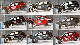 CAR CRASH TEST COMPILATION 10 Midsize SUV - Highlander, Traverse, Cherokee, Model Y, Explorer...