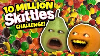 DROPPING 10 MILLION SKITTLES ON PEAR'S HEAD!!! [Annoying Orange Challenge]