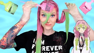 I have a secret! 🤫 Dyeing Pink to Green Ombre Hair - like Mitsuri from Demon Slayer 🌸