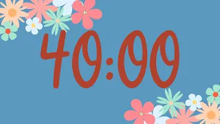 40 Minute Cute Spring Flower Classroom Timer (No Music, Fun Synth Alarm at End)