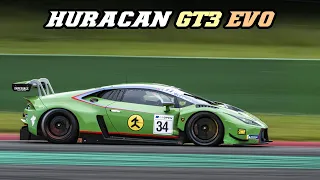 2019 Lamborghini Huracan GT3 evo racing at Spa - whistle and V10 sounds