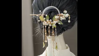 39$！White orchid hairpin/hanfu accessories worldwide shipping  [TikTok China]