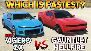 GTA 5 ONLINE : VIGERO ZX VS GAUNTLET HELLFIRE (WHICH IS FASTEST?)