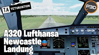 P3D V5.3 - Lufthansa A320SL - Newcastle Anflug & Landung