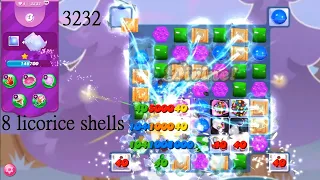 Candy Crush Saga Level #3232 3 stars no boosters 8 licorice shells!!!