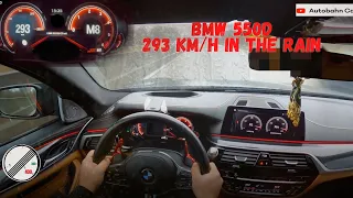 DIESEL  BMW 550d  on AUTOBAHN 293 km in the rain