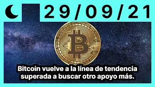 Bitcoin vuelve a la línea de tendencia superada a buscar otro apoyo más.