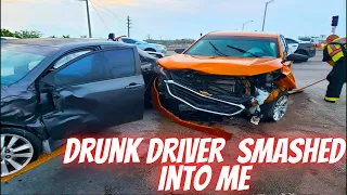 DRUNK DRIVER  SMASHED INTO ME --- Bad drivers & Driving fails -learn how to drive #1119