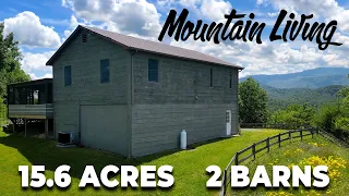 Mountain House on 15.6 Acres with 2 Barns For Sale Virginia Tennessee