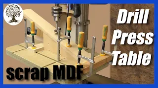Drill Press Table with clamping, work stop and dust extraction.