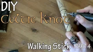 How to Make Wood Celtic Walking Stick - Part 4 of 6 Dremel Carving