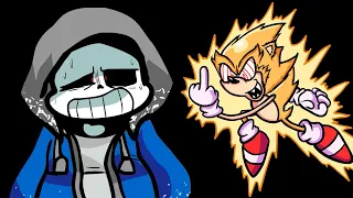 Fleetway Super Sonic meets Sans (Dusttale) but... (FNF VS Fleetway Super Sonic)