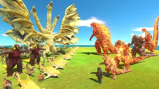 EVOLUTION of Lava GODZILLA Size Comparison VS Yellow Team - Animal Revolt Battle Simulator