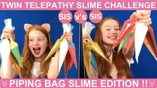 TWIN TELEPATHY SLIME CHALLENGE | PIPING BAG SLIME CHALLENGE EDITION | SIS vs SIS | Ruby & Raylee