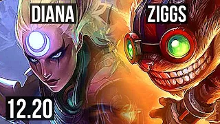 DIANA vs ZIGGS (MID) | 13/0/3, Legendary, 1.2M mastery | EUW Diamond | 12.20