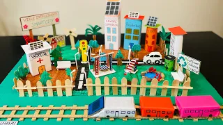 Smart city project on cardboard |school project city model | french |save earth |easy craft idea |