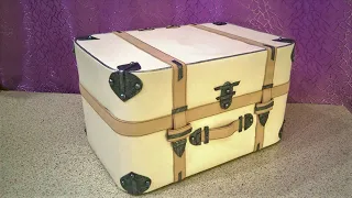 Шкатулка- чемодан, сундучок из картона своими руками.DIY.