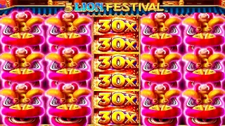 ★★JACKPOT HANDPAY★★$450 BETS★★5 LION FESTIVAL HIGH LIMIT SLOT MACHINE BUENO DINERO MUSEUM SLOTS