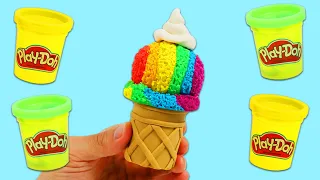 How to Make a Beautiful Play Doh Rainbow Ice Cream Cone | Fun & Easy DY Play Dough Crafts!