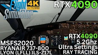 [MSFS RTX 4090] Storms Hit Ryanair 737-800 Approaching Lyon (LFLL) France [Ultra Settings] 4K