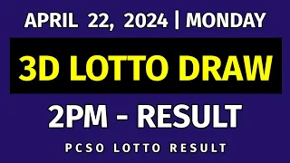 3D Lotto 2PM Draw Result Today April 22, 2024 PCSO Swertres 3d Lotto Result Today 1st Draw