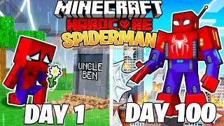 I Survived 100 DAYS as SPIDERMAN in HARDCORE Minecraft!