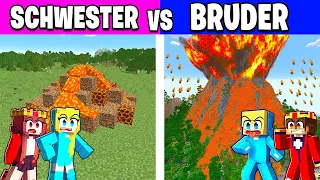 SCHWESTER vs BRUDER Vulkan BAU CHALLENGE in Minecraft!