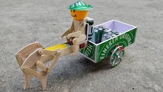 How to make a robot rickshaw from soda cans.  Make an electric car at home // Diy.