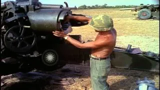 Soldier of the US 8th Battalion, 6th Army, cleans a 155mm Howitzer during the Vie...HD Stock Footage