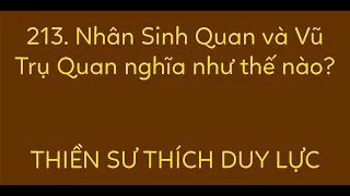 213. Nhân Sinh Quan và Vũ Trụ Quan nghĩa thế nào? 779 CÂU - THIỀN SƯ DUY LỰC - PHÁP MÔN TỔ SƯ THIỀN.