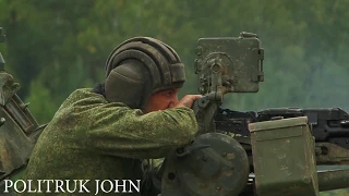 Стрельба "по вертолету" из зенитного пулемета/Russian anti-aircraft machine gun on the T-72