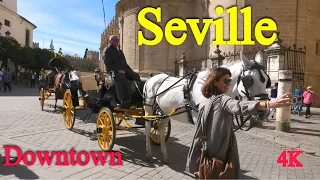 Seville Spain Walking Tour, Sevilla City Downtown Walk 2023 4k 60fps