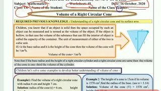 Class 9 worksheet 45 MATHS _  English Medium _ 16 Oct 2020 _ math worksheet 45 _ doe worksheet 45_36