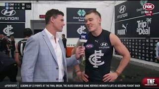 Patrick Cripps interview on Fox Footy after the Blues Round 2 win! 2023