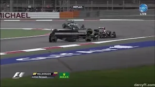 Pastor Maldonado and Esteban Gutierrez crash Bahrain GP 2014