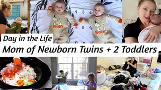 day in the life with newborn twins and toddlers